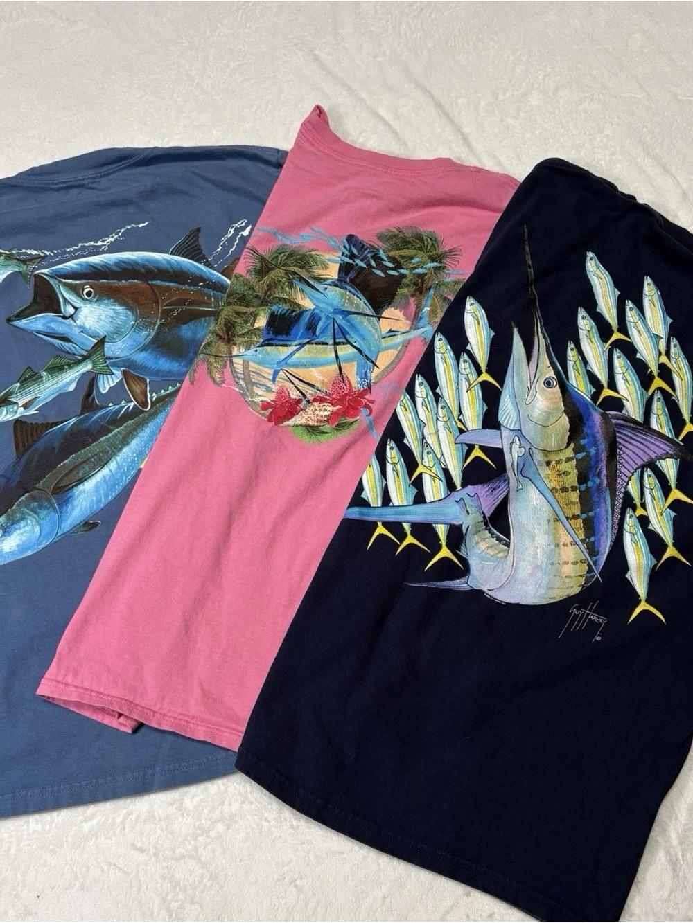 Guy Harvey Shirts Small Men - XL Woman Blue Fish Pink Graphic T-shirt ocean lot